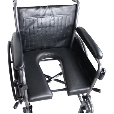 W365 New Good Design Commode Manual Wheelchair Rehabilitation Therapy Supplies Plastic 8" Front 24 Inches Rear Steel Bla