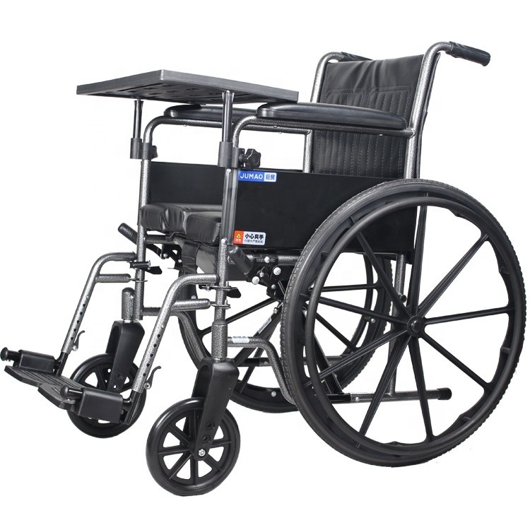 W365 New Good Design Commode Manual Wheelchair Rehabilitation Therapy Supplies Plastic 8" Front 24 Inches Rear Steel Bla